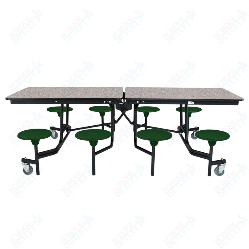 NPS Rectangle Mobile Stool Unit Folding Table with Storage and High Impact Stools 30" W x 97" L x 25" H (NPS-MTS8-XX-25) - SchoolOutlet