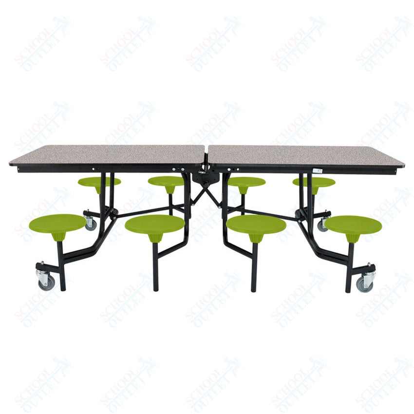 NPS Rectangle Mobile Stool Unit Folding Table with Storage and High Impact Stools 30" W x 97" L x 25" H (NPS-MTS8-XX-25) - SchoolOutlet