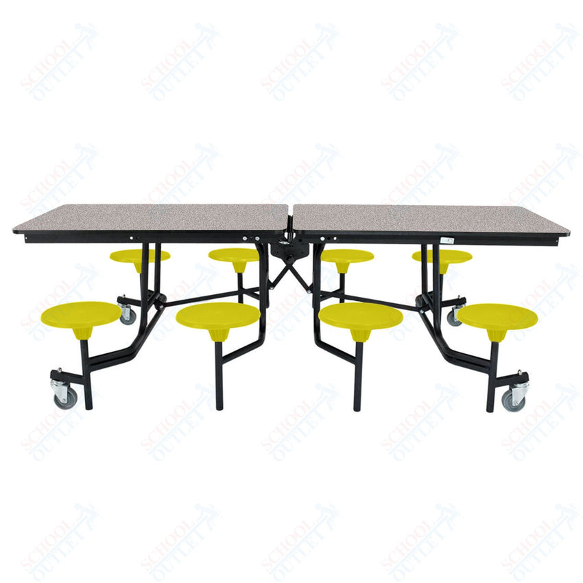NPS Rectangle Mobile Stool Unit Folding Table with Storage and High Impact Stools 30" W x 97" L x 25" H (NPS-MTS8-XX-25) - SchoolOutlet