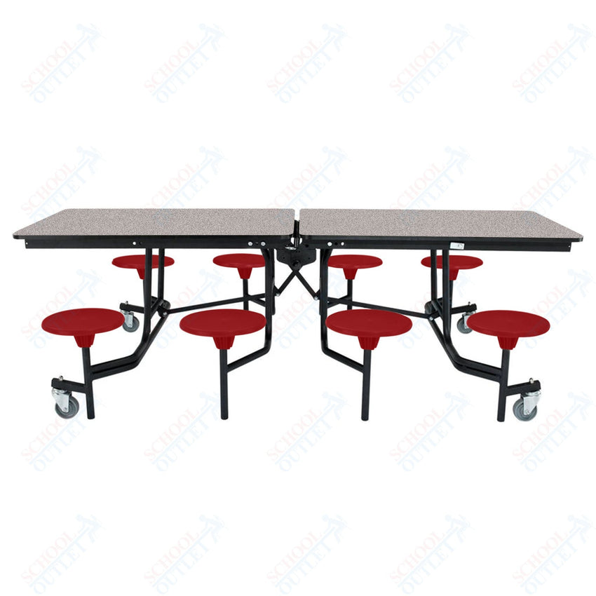 NPS Rectangle Mobile Stool Unit Folding Table with Storage and High Impact Stools 30" W x 97" L x 27" H (NPS-MTS8-XX-27) - SchoolOutlet