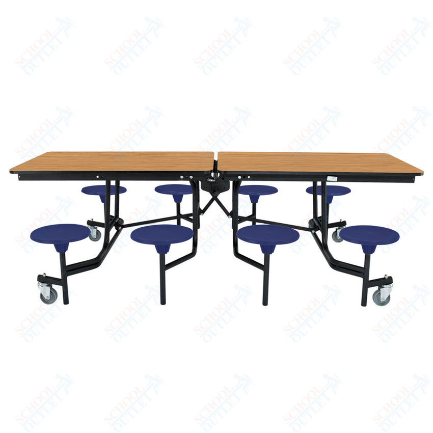 NPS Rectangle Mobile Stool Unit Folding Table with Storage and High Impact Stools 30" W x 97" L x 27" H (NPS-MTS8-XX-27) - SchoolOutlet