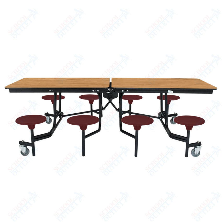 NPS Rectangle Mobile Stool Unit Folding Table with Storage and High Impact Stools 30" W x 97" L x 25" H (NPS-MTS8-XX-25) - SchoolOutlet
