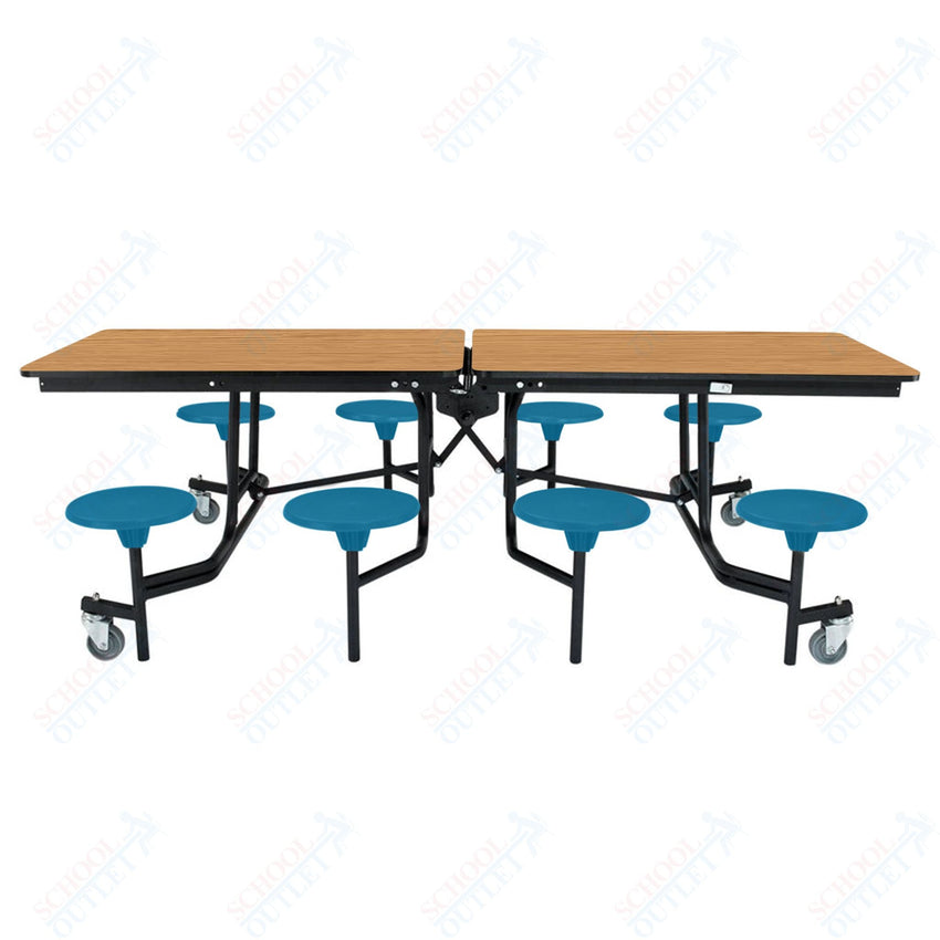 NPS Rectangle Mobile Stool Unit Folding Table with Storage and High Impact Stools 30" W x 97" L x 25" H (NPS-MTS8-XX-25) - SchoolOutlet
