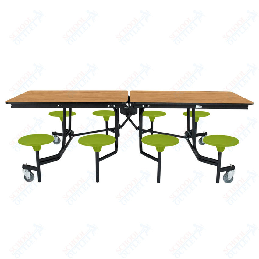 NPS Rectangle Mobile Stool Unit Folding Table with Storage and High Impact Stools 30" W x 97" L x 25" H (NPS-MTS8-XX-25) - SchoolOutlet