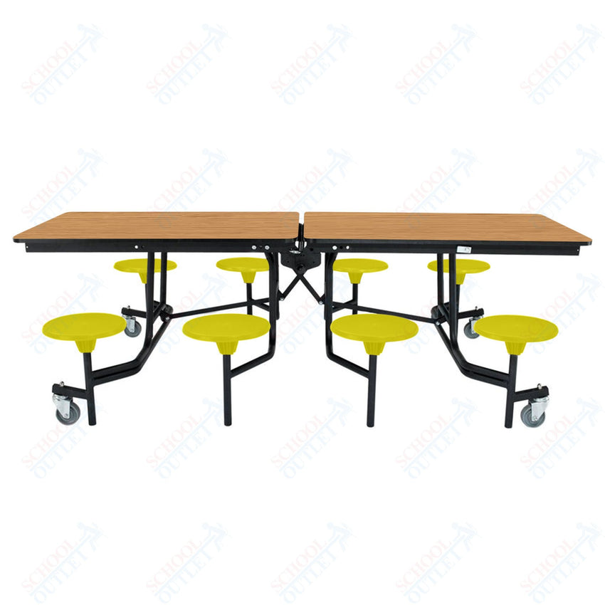 NPS Rectangle Mobile Stool Unit Folding Table with Storage and High Impact Stools 30" W x 97" L x 27" H (NPS-MTS8-XX-27) - SchoolOutlet