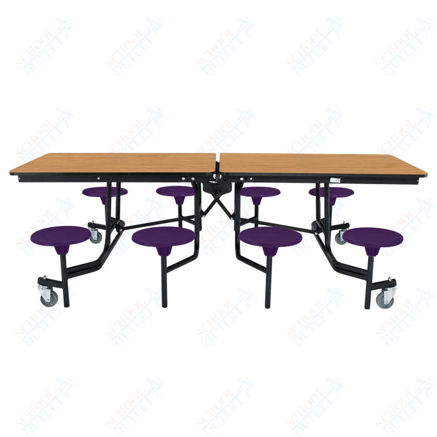 NPS Rectangle Mobile Stool Unit Folding Table with Storage and High Impact Stools 30" W x 97" L x 27" H (NPS-MTS8-XX-27) - SchoolOutlet