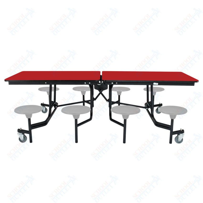 NPS Rectangle Mobile Stool Unit Folding Table with Storage and High Impact Stools 30" W x 97" L x 27" H (NPS-MTS8-XX-27) - SchoolOutlet