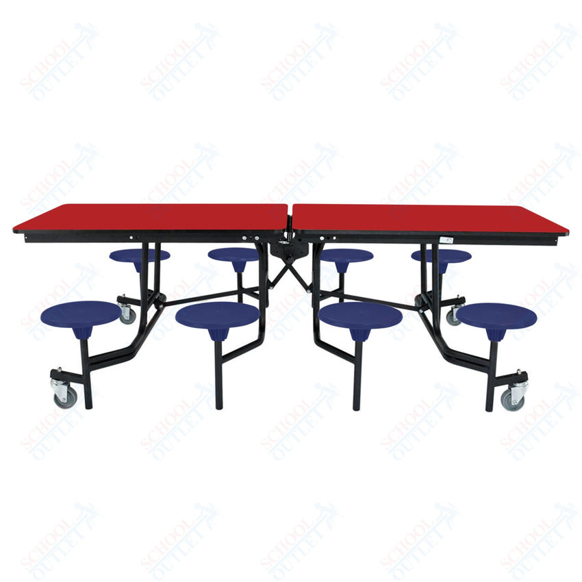NPS Rectangle Mobile Stool Unit Folding Table with Storage and High Impact Stools 30" W x 97" L x 25" H (NPS-MTS8-XX-25) - SchoolOutlet