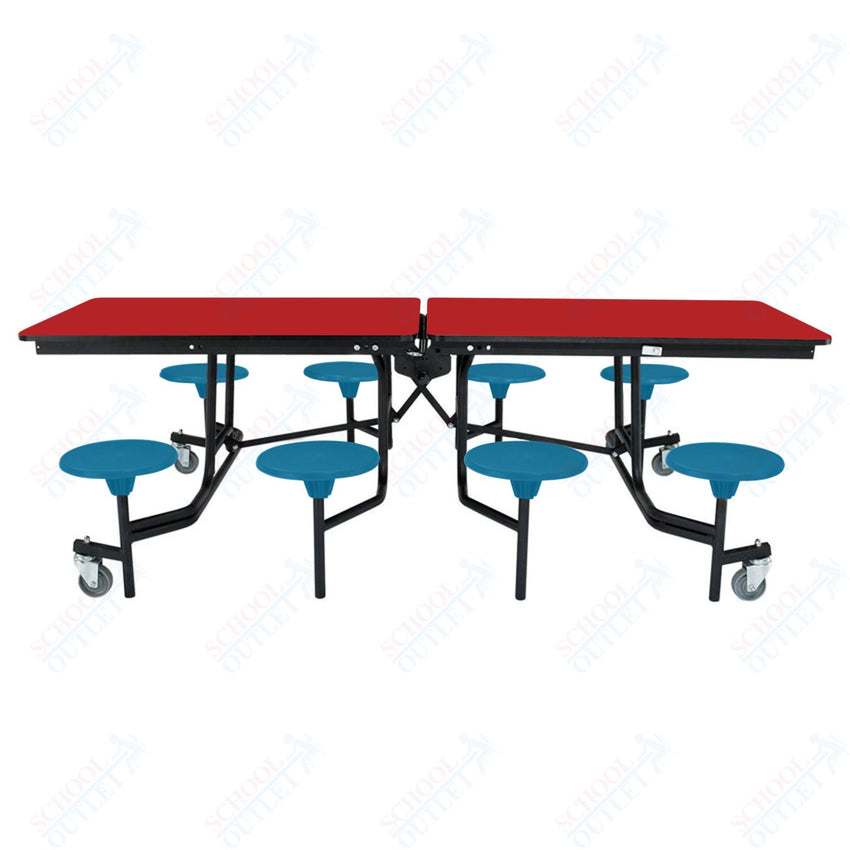 NPS Rectangle Mobile Stool Unit Folding Table with Storage and High Impact Stools 30" W x 97" L x 25" H (NPS-MTS8-XX-25) - SchoolOutlet