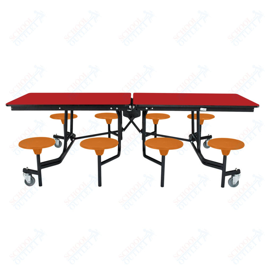 NPS Rectangle Mobile Stool Unit Folding Table with Storage and High Impact Stools 30" W x 97" L x 25" H (NPS-MTS8-XX-25) - SchoolOutlet