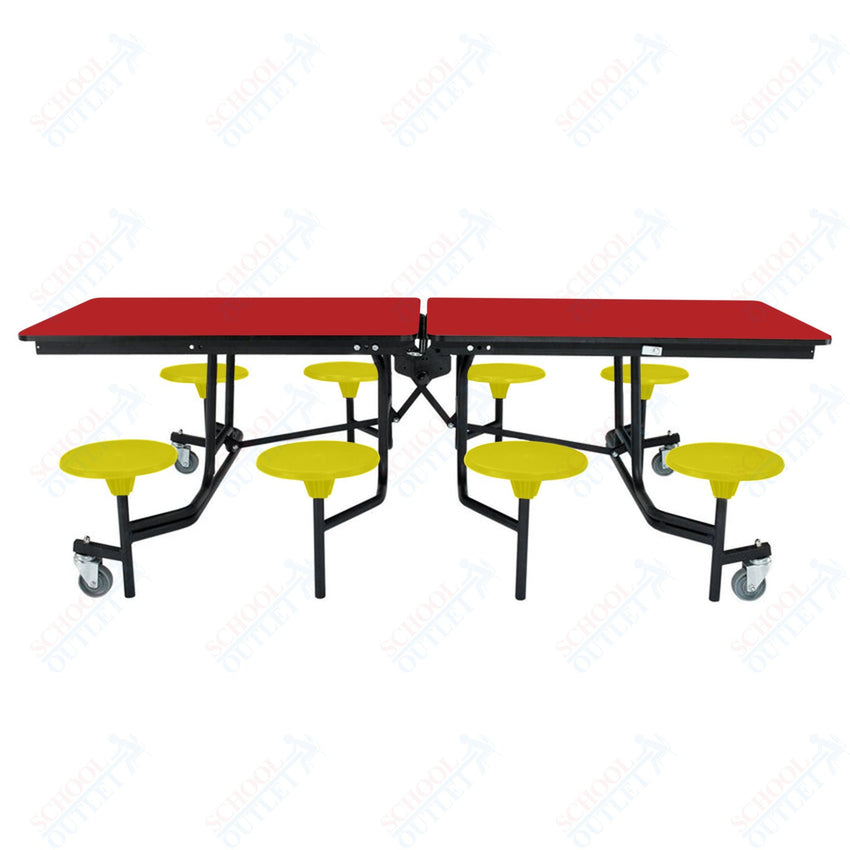 NPS Rectangle Mobile Stool Unit Folding Table with Storage and High Impact Stools 30" W x 97" L x 25" H (NPS-MTS8-XX-25) - SchoolOutlet