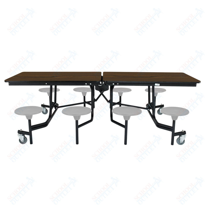 NPS Rectangle Mobile Stool Unit Folding Table with Storage and High Impact Stools 30" W x 97" L x 25" H (NPS-MTS8-XX-25) - SchoolOutlet