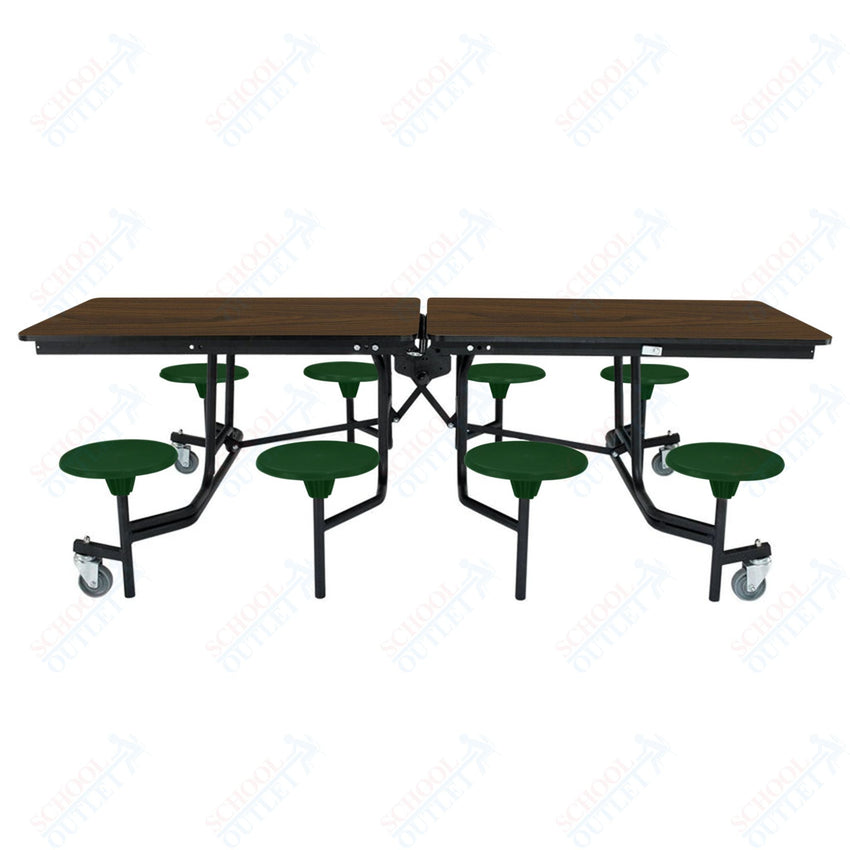 NPS Rectangle Mobile Stool Unit Folding Table with Storage and High Impact Stools 30" W x 97" L x 25" H (NPS-MTS8-XX-25) - SchoolOutlet