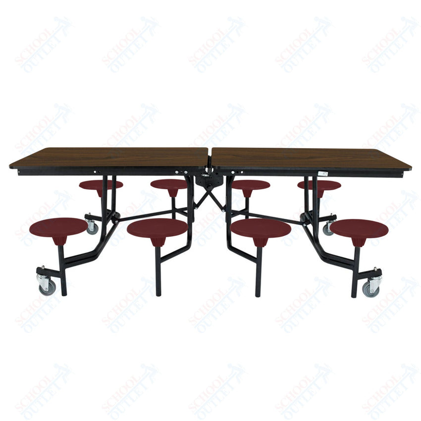 NPS Rectangle Mobile Stool Unit Folding Table with Storage and High Impact Stools 30" W x 97" L x 27" H (NPS-MTS8-XX-27) - SchoolOutlet
