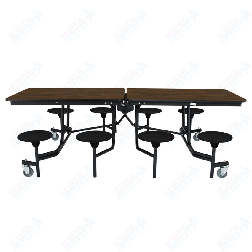NPS Rectangle Mobile Stool Unit Folding Table with Storage and High Impact Stools 30" W x 97" L x 25" H (NPS-MTS8-XX-25) - SchoolOutlet