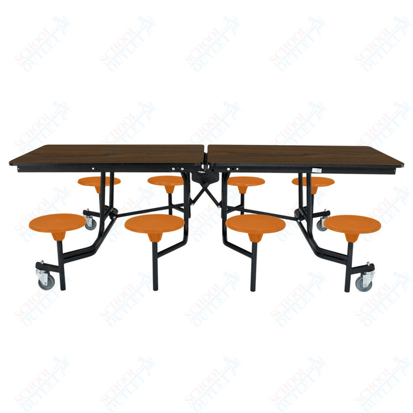NPS Rectangle Mobile Stool Unit Folding Table with Storage and High Impact Stools 30" W x 97" L x 25" H (NPS-MTS8-XX-25) - SchoolOutlet