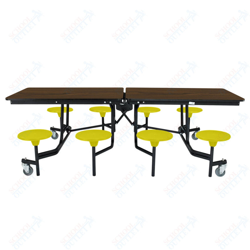 NPS Rectangle Mobile Stool Unit Folding Table with Storage and High Impact Stools 30" W x 97" L x 25" H (NPS-MTS8-XX-25) - SchoolOutlet