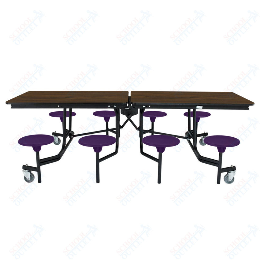 NPS Rectangle Mobile Stool Unit Folding Table with Storage and High Impact Stools 30" W x 97" L x 25" H (NPS-MTS8-XX-25) - SchoolOutlet