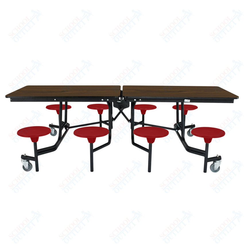NPS Rectangle Mobile Stool Unit Folding Table with Storage and High Impact Stools 30" W x 97" L x 27" H (NPS-MTS8-XX-27) - SchoolOutlet