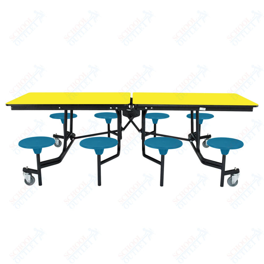 NPS Rectangle Mobile Stool Unit Folding Table with Storage and High Impact Stools 30" W x 97" L x 27" H (NPS-MTS8-XX-27) - SchoolOutlet