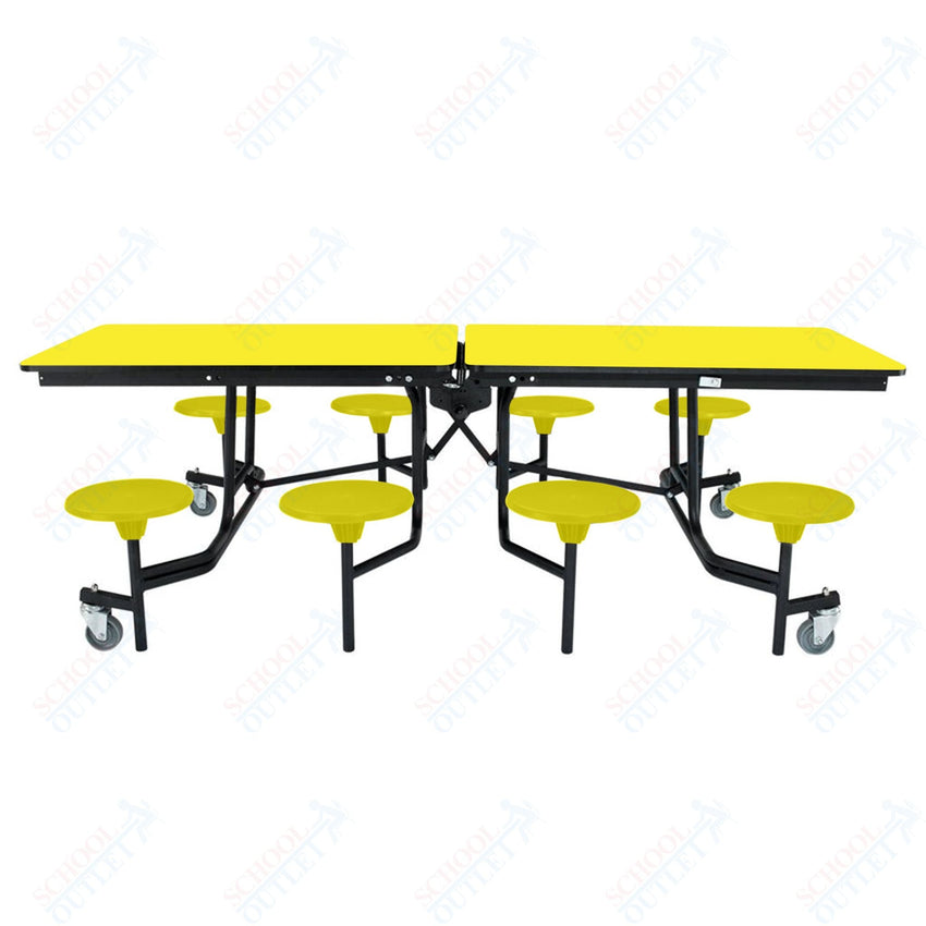 NPS Rectangle Mobile Stool Unit Folding Table with Storage and High Impact Stools 30" W x 97" L x 25" H (NPS-MTS8-XX-25) - SchoolOutlet