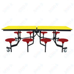 NPS Rectangle Mobile Stool Unit Folding Table with Storage and High Impact Stools 30