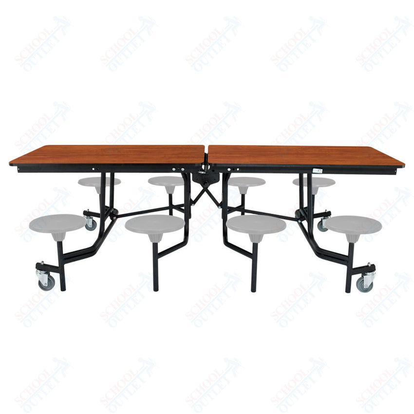 NPS Rectangle Mobile Stool Unit Folding Table with Storage and High Impact Stools 30" W x 97" L x 27" H (NPS-MTS8-XX-27) - SchoolOutlet