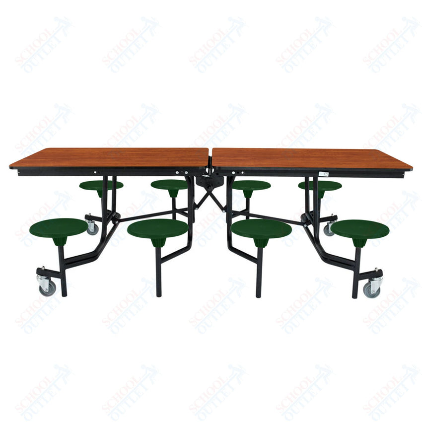 NPS Rectangle Mobile Stool Unit Folding Table with Storage and High Impact Stools 30" W x 97" L x 25" H (NPS-MTS8-XX-25) - SchoolOutlet