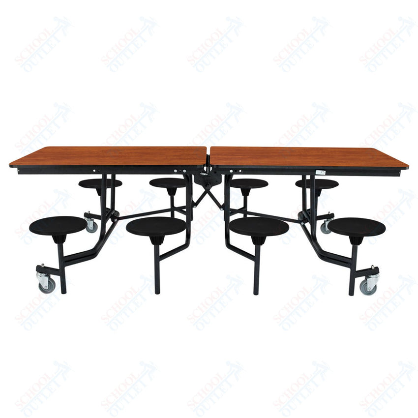 NPS Rectangle Mobile Stool Unit Folding Table with Storage and High Impact Stools 30" W x 97" L x 25" H (NPS-MTS8-XX-25) - SchoolOutlet