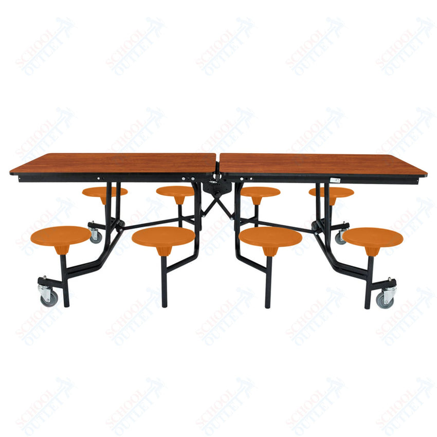 NPS Rectangle Mobile Stool Unit Folding Table with Storage and High Impact Stools 30" W x 97" L x 27" H (NPS-MTS8-XX-27) - SchoolOutlet