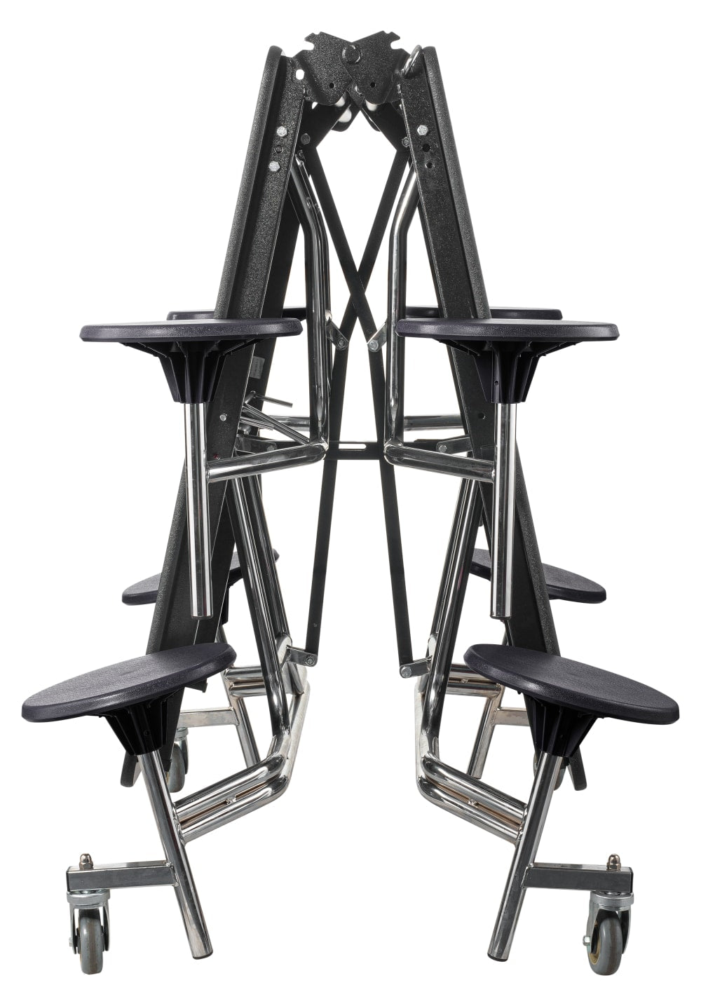 NPS Rectangle Mobile Stool Unit Folding Table with Storage and High Impact Stools 30" W x 97" L x 25" H (NPS-MTS8-XX-25) - SchoolOutlet