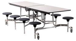 NPS Rectangle Mobile Stool Unit Folding Table with Storage and High Impact Stools 30" W x 97" L x 25" H (NPS-MTS8-XX-25)