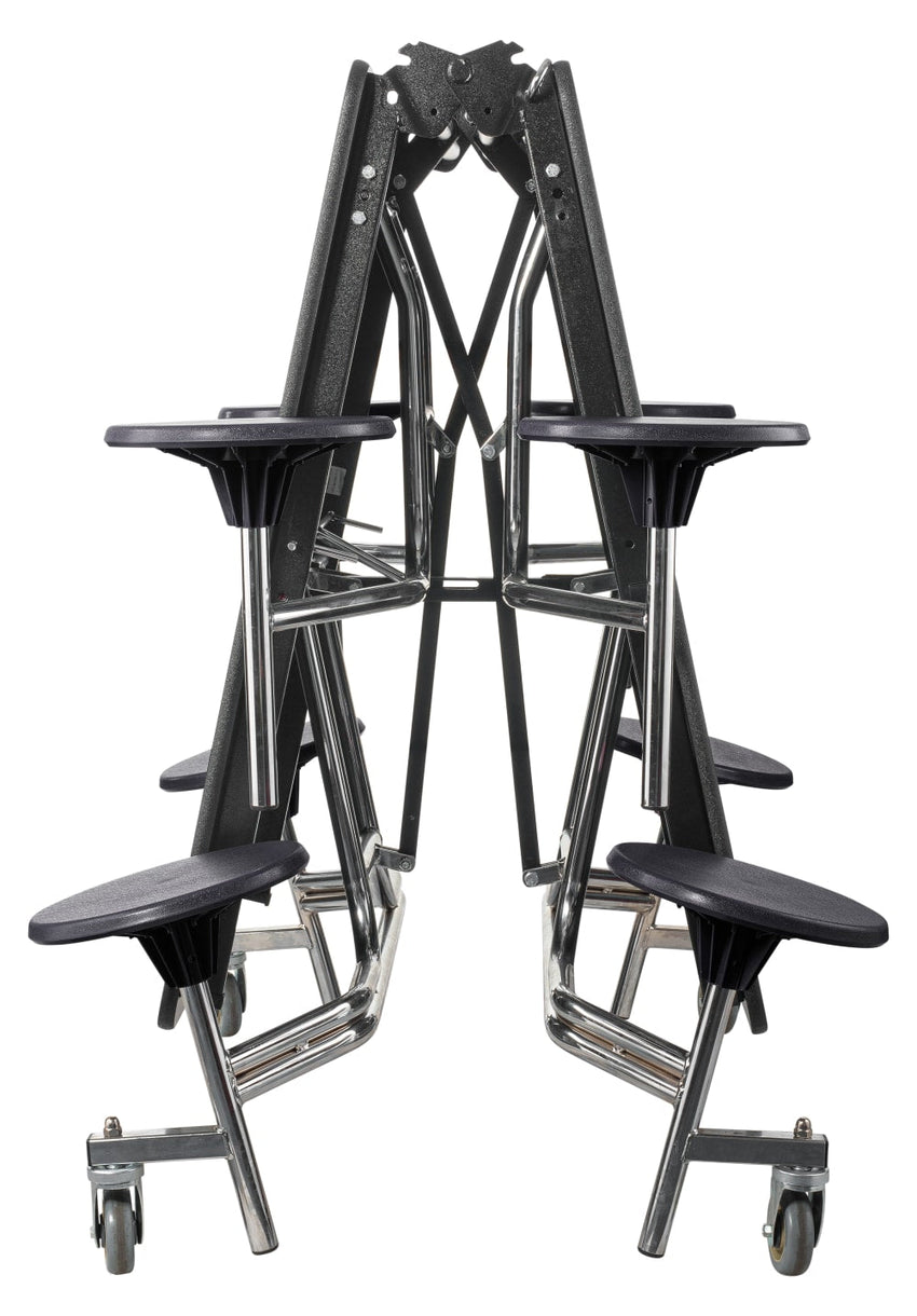 NPS Rectangle Mobile Stool Unit Folding Table with Storage and High Impact Stools 30" W x 97" L x 27" H (NPS-MTS8-XX-27) - SchoolOutlet