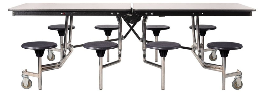 NPS Rectangle Mobile Stool Unit Folding Table with Storage and High Impact Stools 30" W x 97" L x 27" H (NPS-MTS8-XX-27) - SchoolOutlet