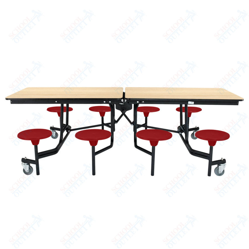 NPS Rectangle Mobile Stool Unit Folding Table with Storage and High Impact Stools 30" W x 97" L x 25" H (NPS-MTS8-XX-25) - SchoolOutlet