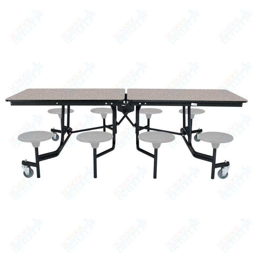 NPS Rectangle Mobile Stool Unit Folding Table with Storage and High Impact Stools 30" W x 97" L x 27" H (NPS-MTS8-XX-27) - SchoolOutlet