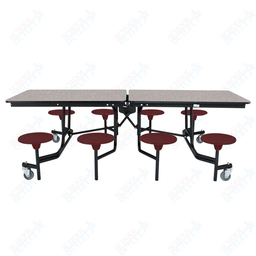 NPS Rectangle Mobile Stool Unit Folding Table with Storage and High Impact Stools 30" W x 97" L x 25" H (NPS-MTS8-XX-25) - SchoolOutlet