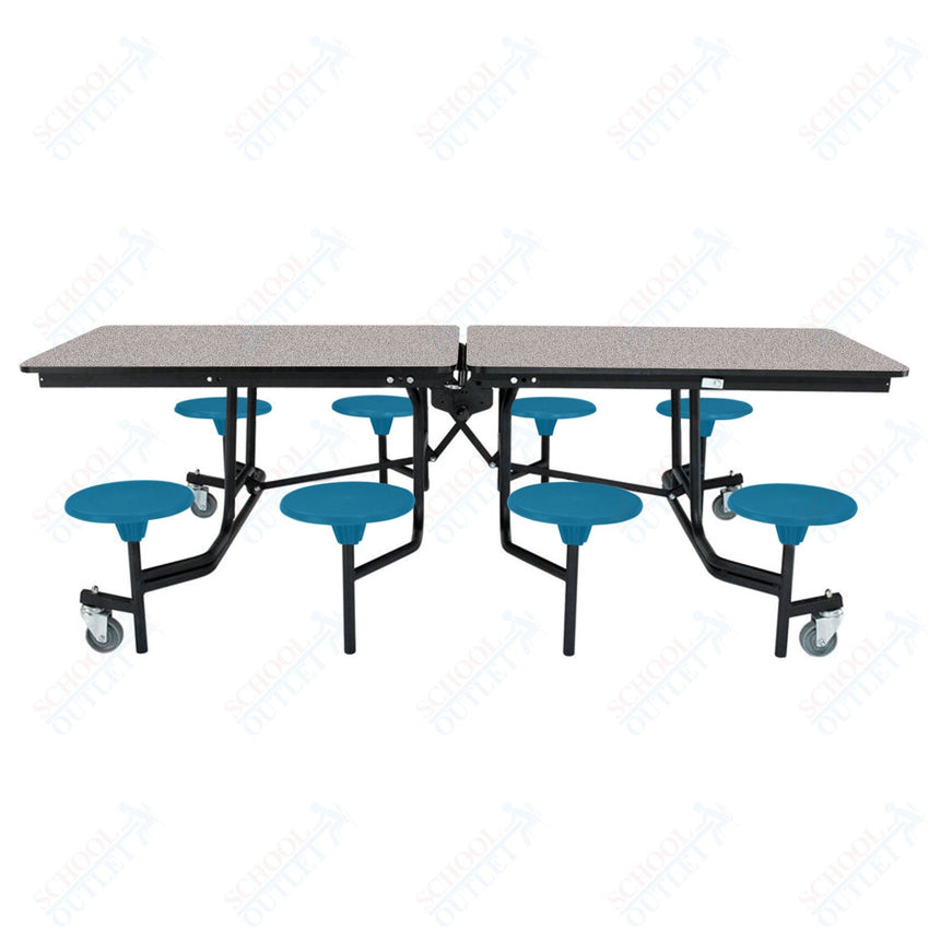NPS Rectangle Mobile Stool Unit Folding Table with Storage and High Impact Stools 30" W x 97" L x 27" H (NPS-MTS8-XX-27) - SchoolOutlet