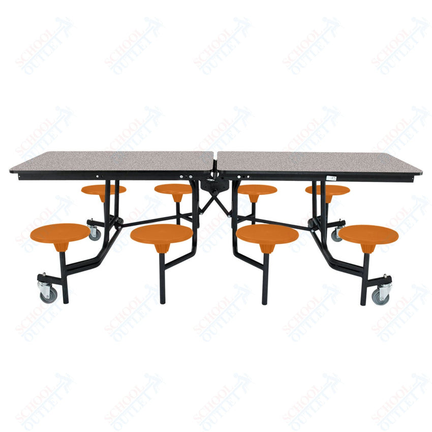 NPS Rectangle Mobile Stool Unit Folding Table with Storage and High Impact Stools 30" W x 97" L x 27" H (NPS-MTS8-XX-27) - SchoolOutlet
