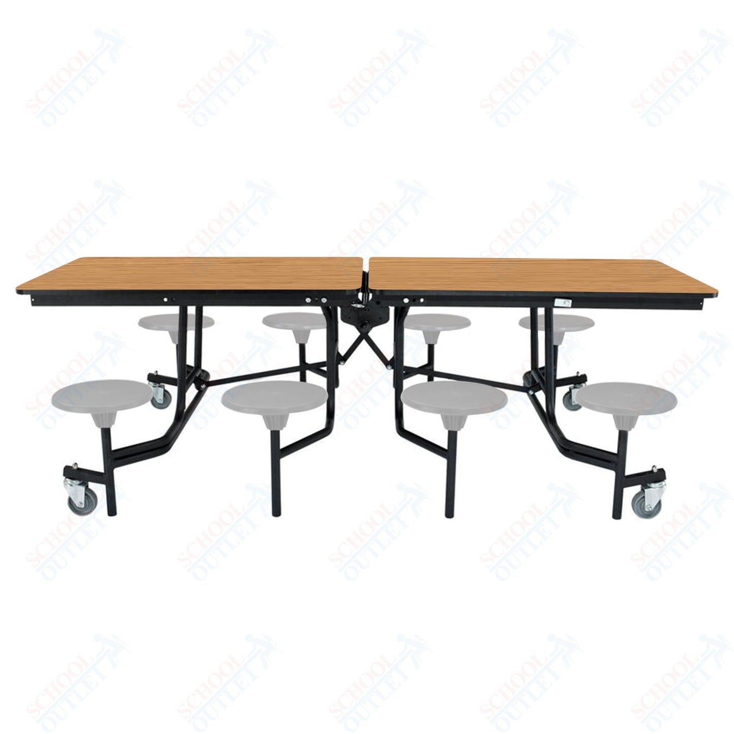 NPS Rectangle Mobile Stool Unit Folding Table with Storage and High Impact Stools 30" W x 97" L x 27" H (NPS-MTS8-XX-27) - SchoolOutlet