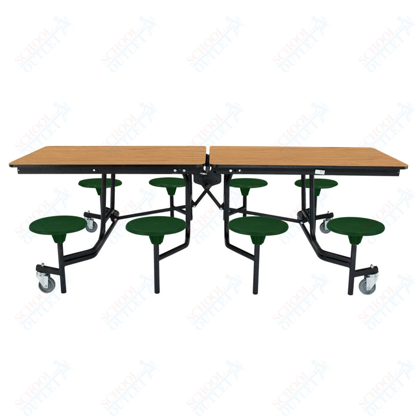 NPS Rectangle Mobile Stool Unit Folding Table with Storage and High Impact Stools 30" W x 97" L x 27" H (NPS-MTS8-XX-27) - SchoolOutlet