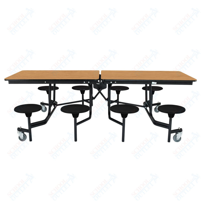 NPS Rectangle Mobile Stool Unit Folding Table with Storage and High Impact Stools 30" W x 97" L x 27" H (NPS-MTS8-XX-27) - SchoolOutlet