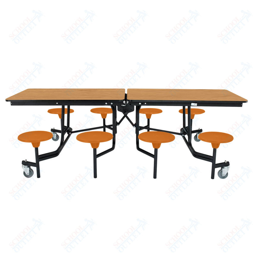 NPS Rectangle Mobile Stool Unit Folding Table with Storage and High Impact Stools 30" W x 97" L x 25" H (NPS-MTS8-XX-25) - SchoolOutlet