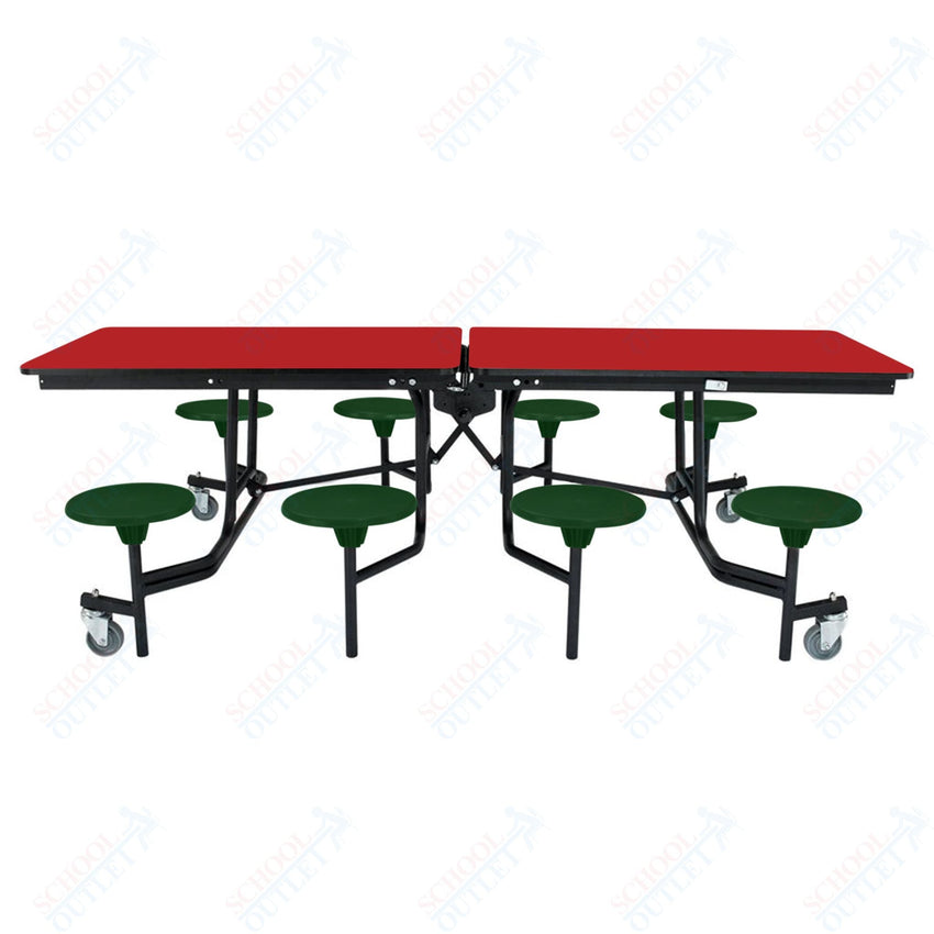 NPS Rectangle Mobile Stool Unit Folding Table with Storage and High Impact Stools 30" W x 97" L x 25" H (NPS-MTS8-XX-25) - SchoolOutlet