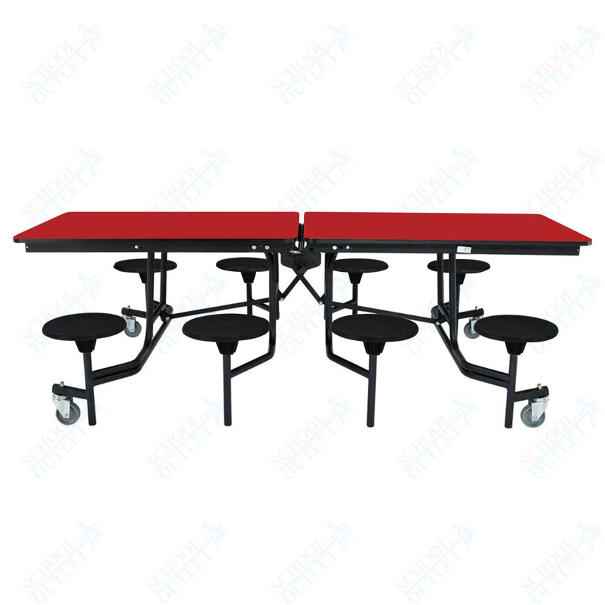 NPS Rectangle Mobile Stool Unit Folding Table with Storage and High Impact Stools 30" W x 97" L x 27" H (NPS-MTS8-XX-27) - SchoolOutlet