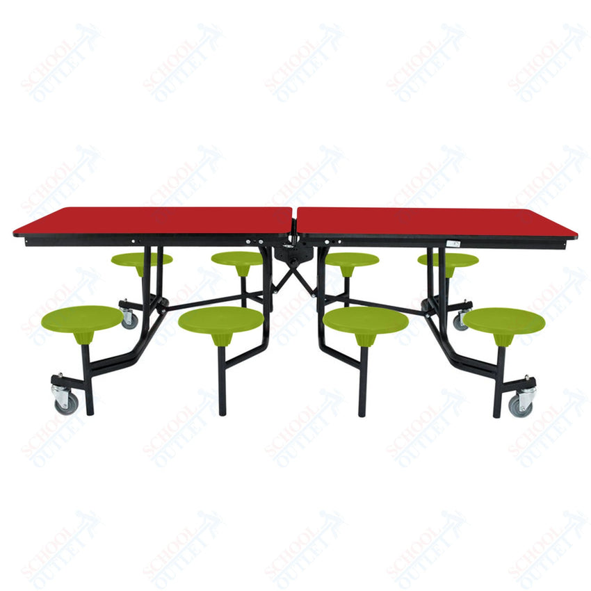NPS Rectangle Mobile Stool Unit Folding Table with Storage and High Impact Stools 30" W x 97" L x 25" H (NPS-MTS8-XX-25) - SchoolOutlet
