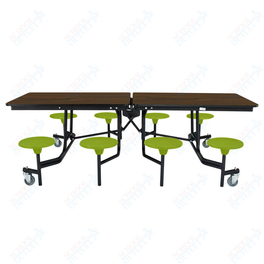 NPS Rectangle Mobile Stool Unit Folding Table with Storage and High Impact Stools 30" W x 97" L x 27" H (NPS-MTS8-XX-27) - SchoolOutlet