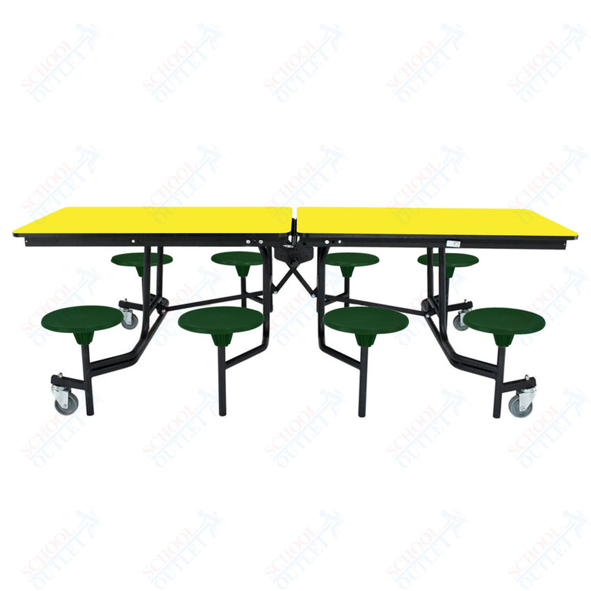 NPS Rectangle Mobile Stool Unit Folding Table with Storage and High Impact Stools 30" W x 97" L x 27" H (NPS-MTS8-XX-27) - SchoolOutlet