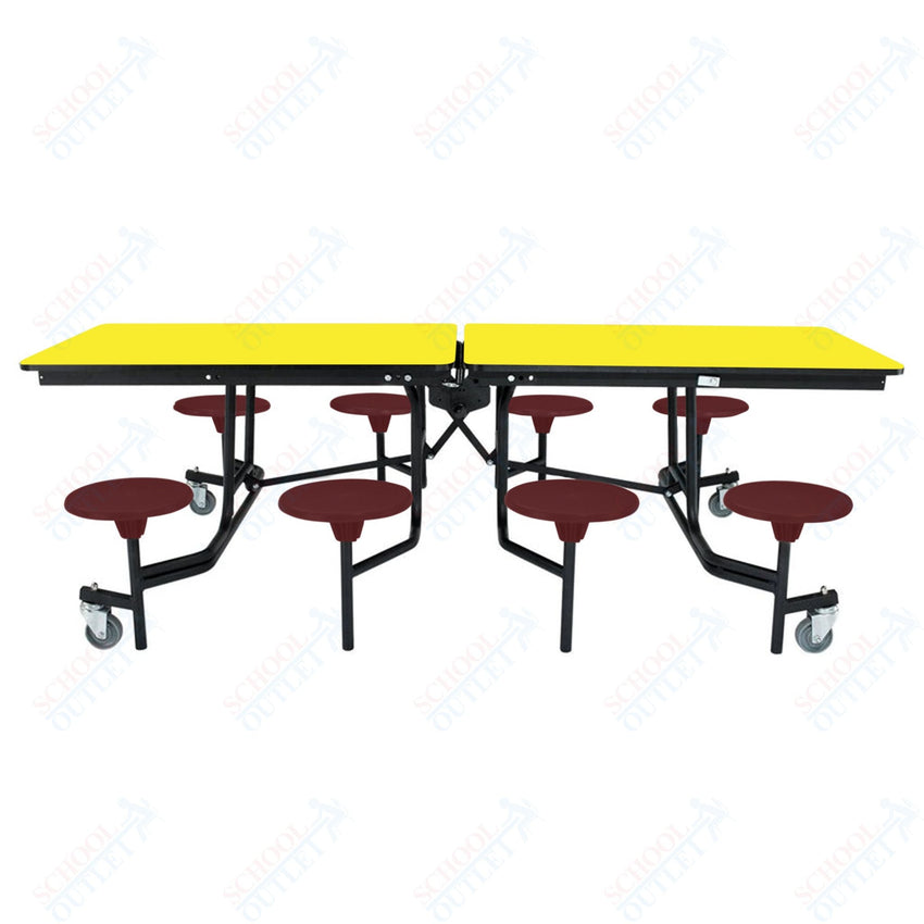 NPS Rectangle Mobile Stool Unit Folding Table with Storage and High Impact Stools 30" W x 97" L x 25" H (NPS-MTS8-XX-25) - SchoolOutlet