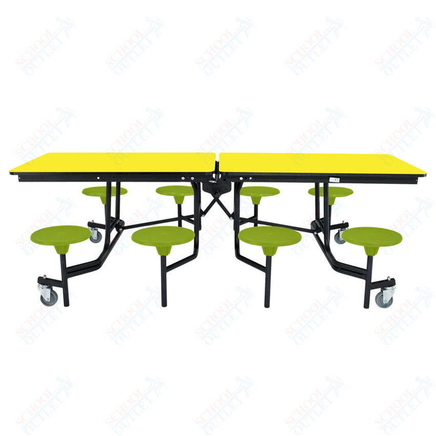 NPS Rectangle Mobile Stool Unit Folding Table with Storage and High Impact Stools 30" W x 97" L x 27" H (NPS-MTS8-XX-27) - SchoolOutlet